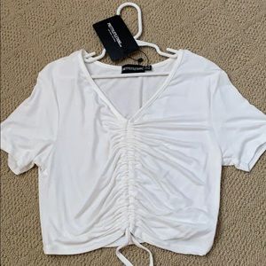 NWT white ruched crop top
